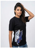 BLACK RADHA KRISHNA DTF PRINT T SHIRT