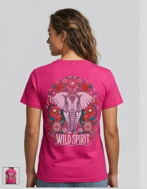 WLD SPIRIT FLORAL ELEPHANT DTF PRINT T-SHIRT