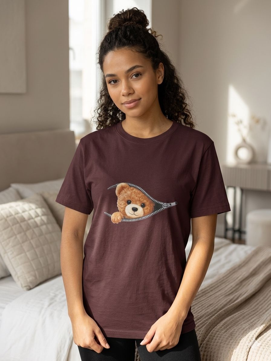 PEEK-A-BOO TEDDY ZIPPER DTF T-SHIRT