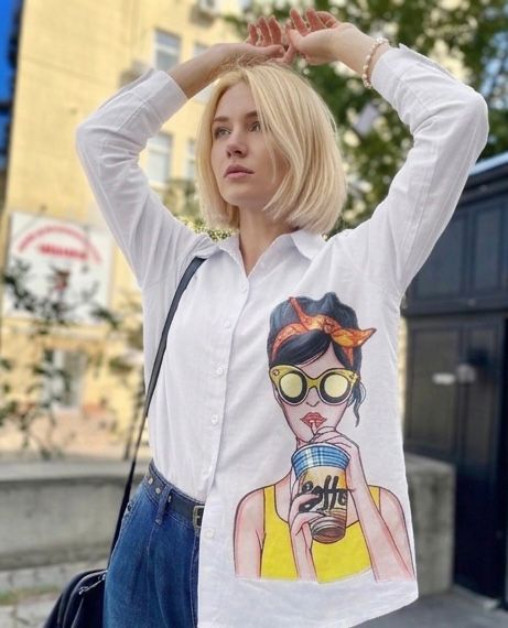 White Colour Shirt With Coffee Lover DTF print