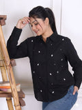 Galaxy Stone Embellished Handcrafted Oversized Black Shirt