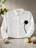 WHITE EMBELLISHED COTTON SHIRT