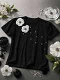 BLACK COLOUR HAND-WORK T SHIRT