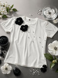 AASHYAA HAND-WORK WHITE T-SHIRT