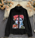 PREMIUM BLACK SHIRT WITH CREATIVE FACE ART
