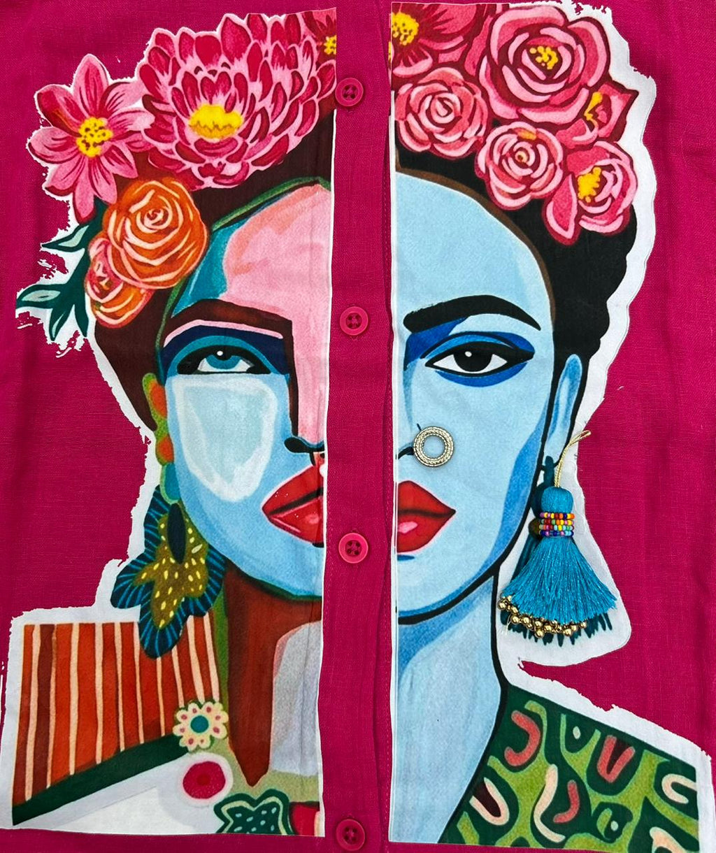 PREMIUM PINK SHIRT WITH CREATIVE FACE ART
